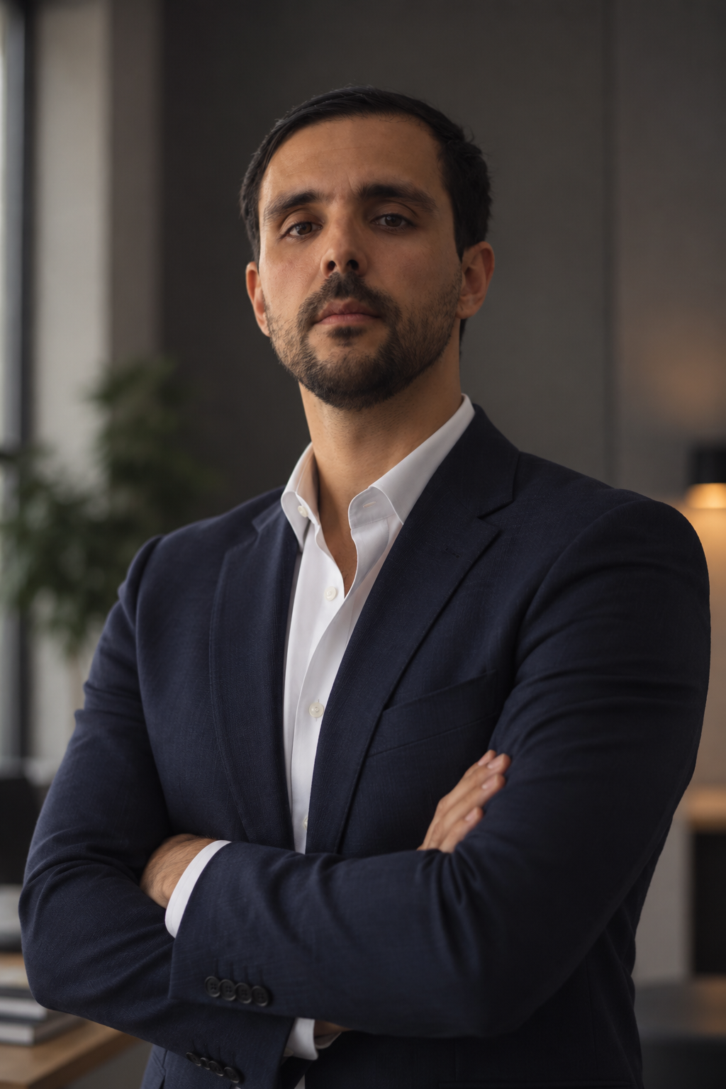 Vasco Lemos in a navy suit